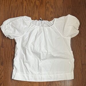 Elegant White Eyelet Puff Sleeve Blouse